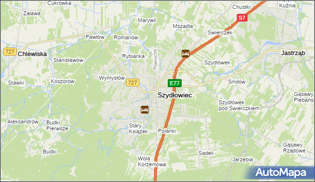 mapa Szydłowiec, Szydłowiec na mapie Targeo