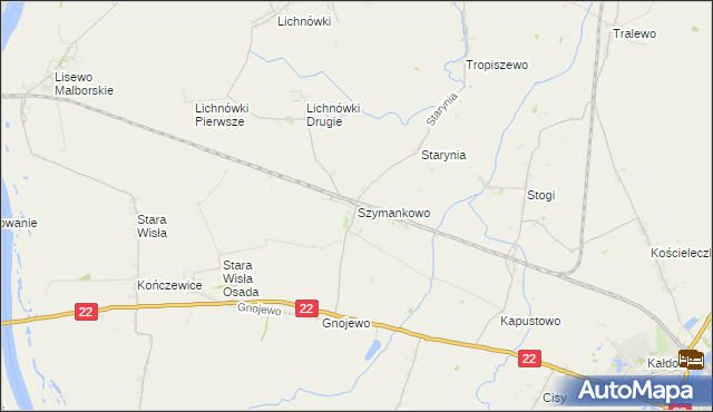 mapa Szymankowo gmina Lichnowy, Szymankowo gmina Lichnowy na mapie Targeo