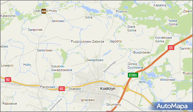 mapa Tarnowo gmina Kostrzyn, Tarnowo gmina Kostrzyn na mapie Targeo