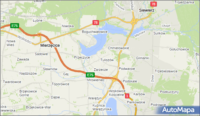 mapa Tuliszów, Tuliszów na mapie Targeo