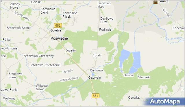 mapa Turek gmina Poświętne, Turek gmina Poświętne na mapie Targeo
