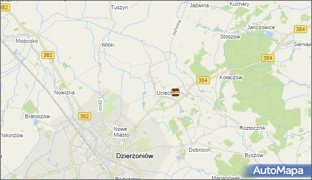 mapa Uciechów gmina Dzierżoniów, Uciechów gmina Dzierżoniów na mapie Targeo