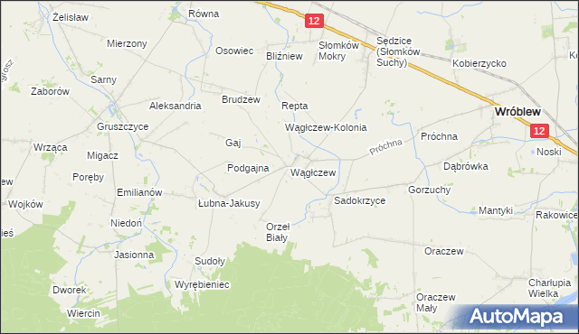 mapa Wągłczew, Wągłczew na mapie Targeo