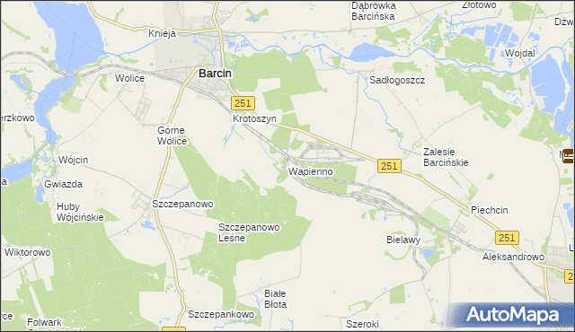 mapa Wapienno, Wapienno na mapie Targeo