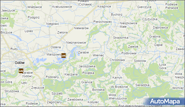 mapa Wieniec gmina Gdów, Wieniec gmina Gdów na mapie Targeo