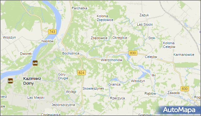 mapa Wierzchoniów, Wierzchoniów na mapie Targeo