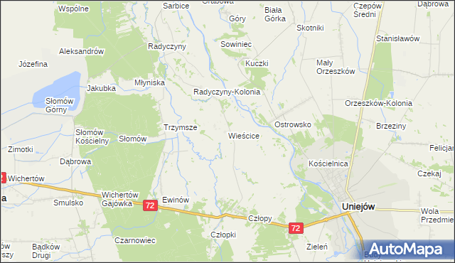 mapa Wieścice, Wieścice na mapie Targeo