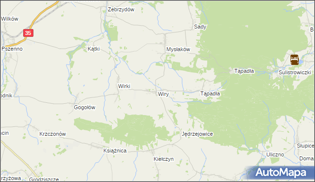 mapa Wiry gmina Marcinowice, Wiry gmina Marcinowice na mapie Targeo