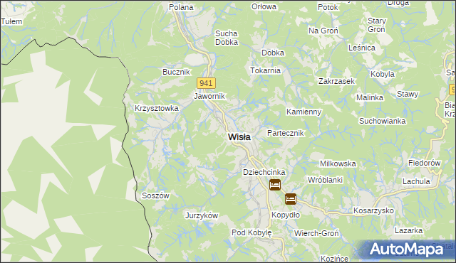 mapa Wisła, Wisła na mapie Targeo