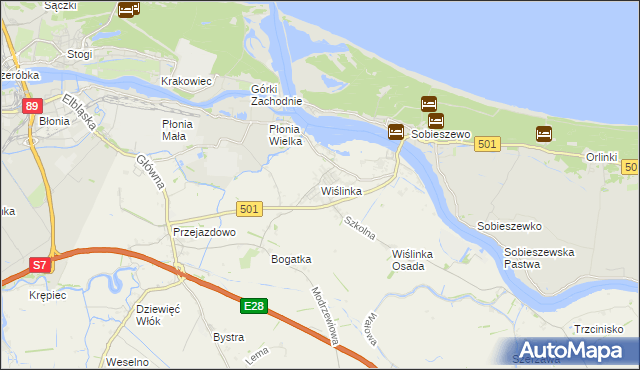mapa Wiślinka, Wiślinka na mapie Targeo