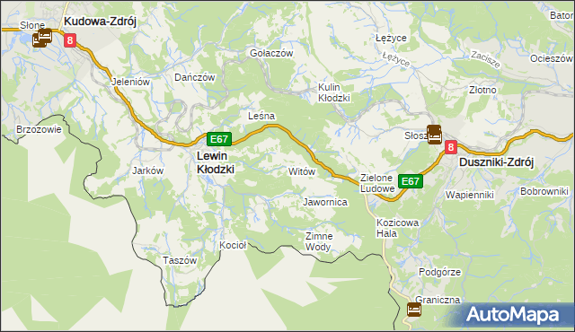 mapa Witów gmina Lewin Kłodzki, Witów gmina Lewin Kłodzki na mapie Targeo