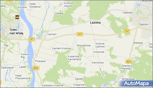 mapa Wojciechów gmina Łaziska, Wojciechów gmina Łaziska na mapie Targeo