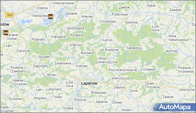mapa Wola Wieruszycka, Wola Wieruszycka na mapie Targeo