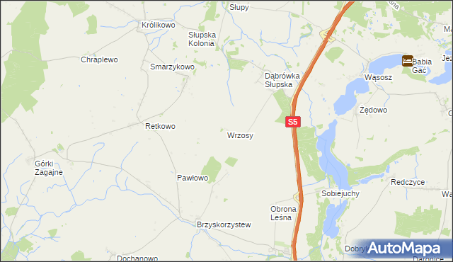 mapa Wrzosy gmina Szubin, Wrzosy gmina Szubin na mapie Targeo