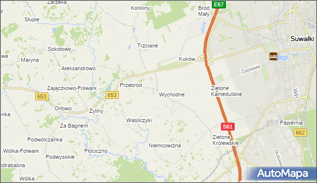 mapa Wychodne, Wychodne na mapie Targeo