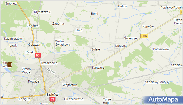 mapa Zabrodzie gmina Łuków, Zabrodzie gmina Łuków na mapie Targeo