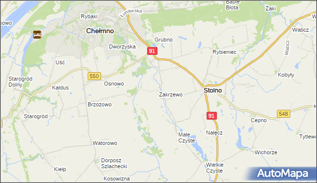 mapa Zakrzewo gmina Stolno, Zakrzewo gmina Stolno na mapie Targeo