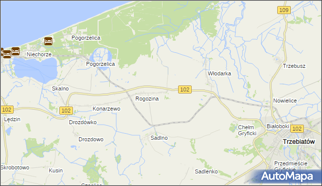 mapa Zapolice gmina Trzebiatów, Zapolice gmina Trzebiatów na mapie Targeo