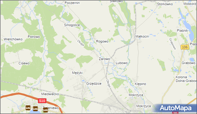 mapa Żarowo gmina Stargard, Żarowo gmina Stargard na mapie Targeo
