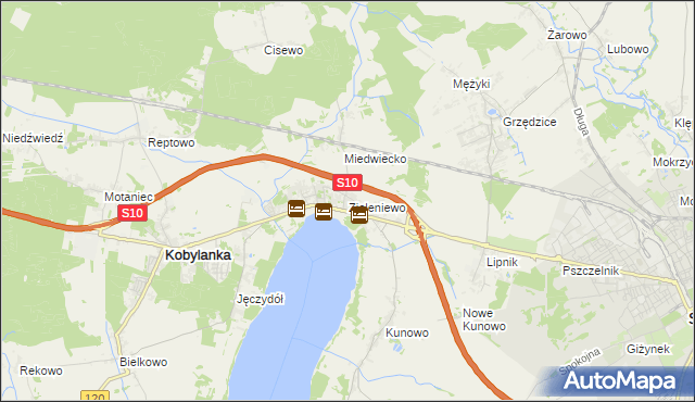 mapa Zieleniewo gmina Kobylanka, Zieleniewo gmina Kobylanka na mapie Targeo