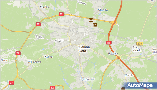 mapa Zielona Góra, Zielona Góra na mapie Targeo