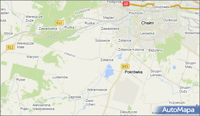 mapa Żółtańce, Żółtańce na mapie Targeo
