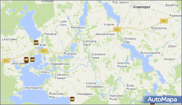 mapa Żubrówka Nowa, Żubrówka Nowa na mapie Targeo