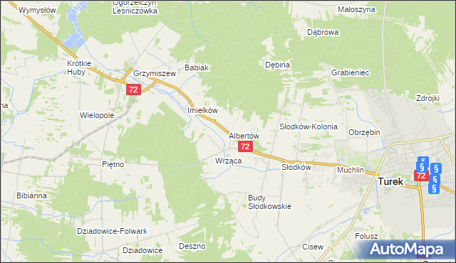 mapa Albertów gmina Turek, Albertów gmina Turek na mapie Targeo