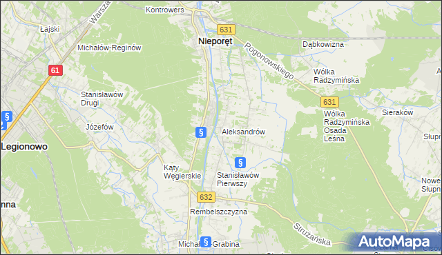 mapa Aleksandrów gmina Nieporęt, Aleksandrów gmina Nieporęt na mapie Targeo