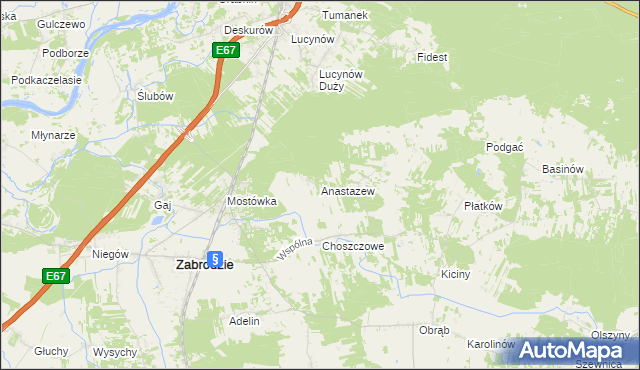 mapa Anastazew gmina Zabrodzie, Anastazew gmina Zabrodzie na mapie Targeo