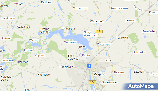 mapa Baba gmina Mogilno, Baba gmina Mogilno na mapie Targeo