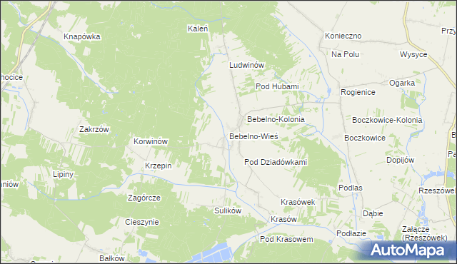 mapa Bebelno-Wieś, Bebelno-Wieś na mapie Targeo