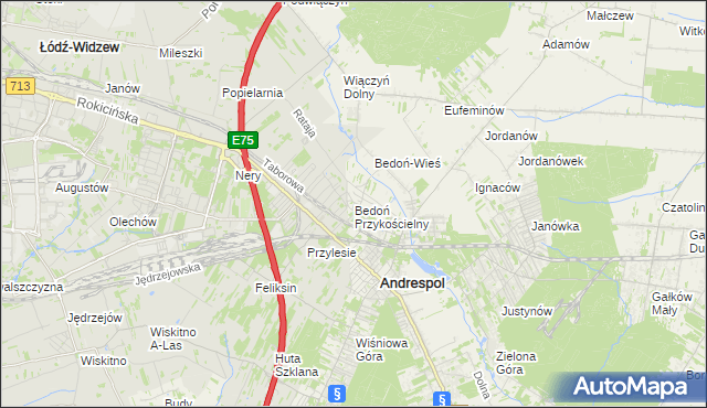 mapa Bedoń Przykościelny, Bedoń Przykościelny na mapie Targeo