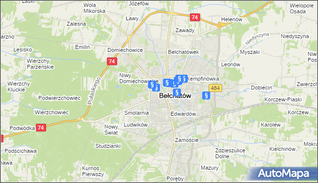 mapa Bełchatów, Bełchatów na mapie Targeo