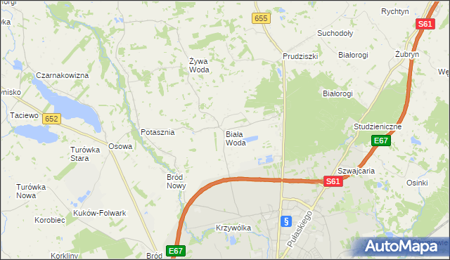 mapa Biała Woda gmina Suwałki, Biała Woda gmina Suwałki na mapie Targeo