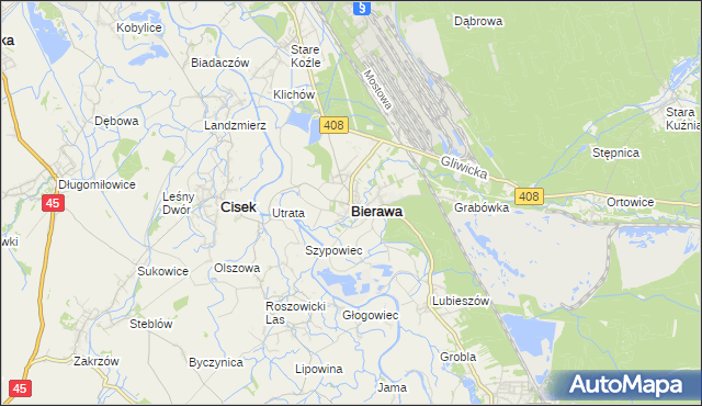 mapa Bierawa, Bierawa na mapie Targeo