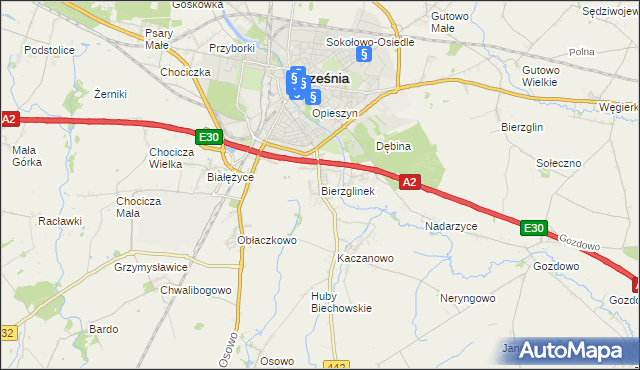 mapa Bierzglinek, Bierzglinek na mapie Targeo