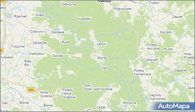 mapa Blizna gmina Ostrów, Blizna gmina Ostrów na mapie Targeo