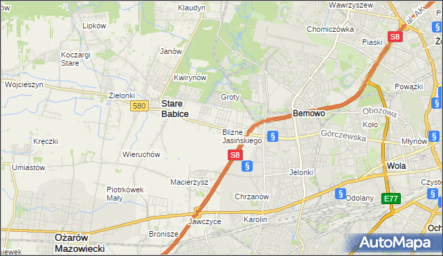 mapa Blizne Jasińskiego, Blizne Jasińskiego na mapie Targeo