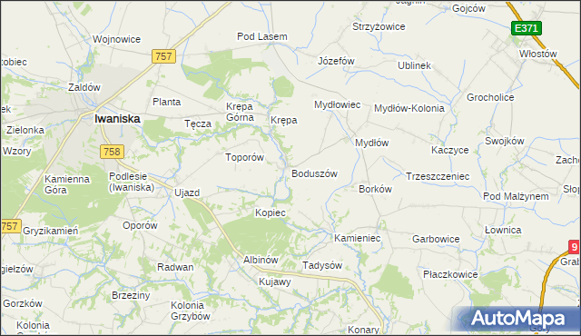 mapa Boduszów, Boduszów na mapie Targeo