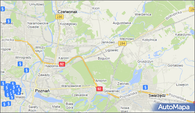 mapa Bogucin gmina Swarzędz, Bogucin gmina Swarzędz na mapie Targeo