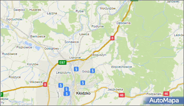 mapa Boguszyn gmina Kłodzko, Boguszyn gmina Kłodzko na mapie Targeo