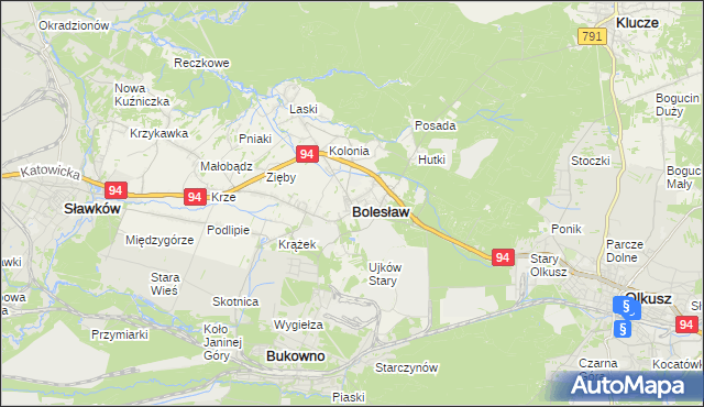 mapa Bolesław powiat olkuski, Bolesław powiat olkuski na mapie Targeo