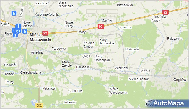 mapa Budy Barcząckie, Budy Barcząckie na mapie Targeo