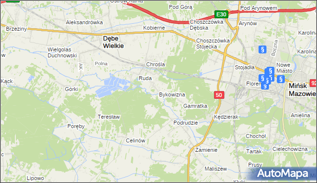 mapa Bykowizna, Bykowizna na mapie Targeo