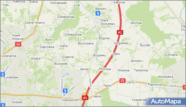 mapa Byszewy, Byszewy na mapie Targeo