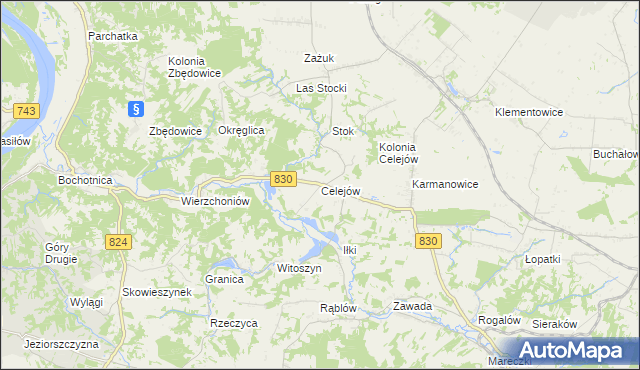 mapa Celejów gmina Wąwolnica, Celejów gmina Wąwolnica na mapie Targeo