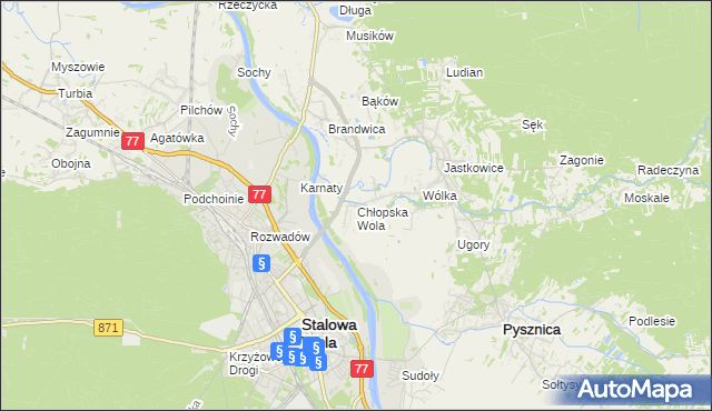 mapa Chłopska Wola, Chłopska Wola na mapie Targeo