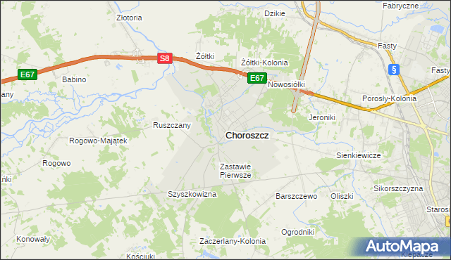 mapa Choroszcz, Choroszcz na mapie Targeo