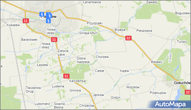 mapa Chorzew gmina Pleszew, Chorzew gmina Pleszew na mapie Targeo